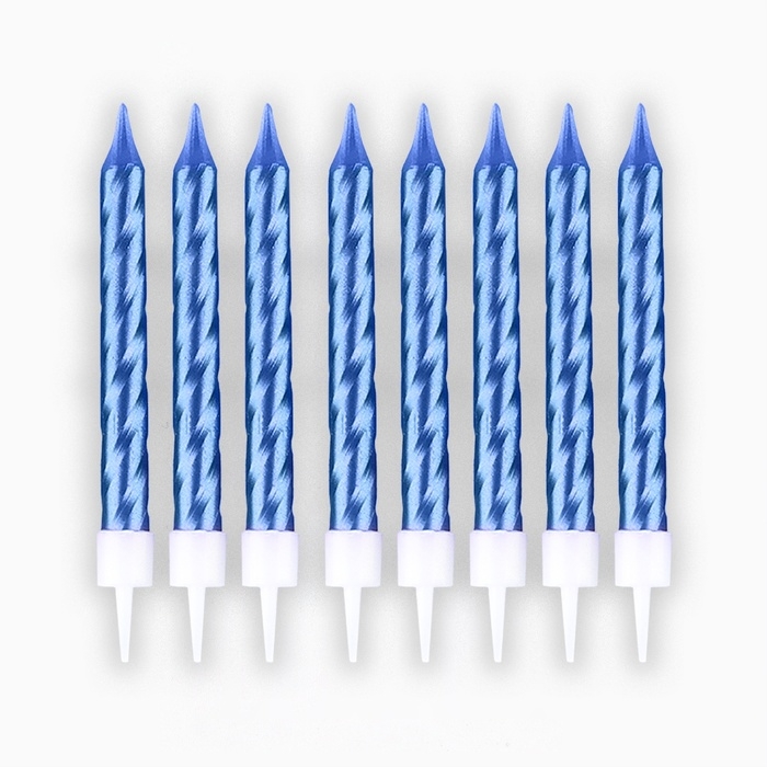 Свечи для торта, синие, 8 шт., 8,5 х 0,8 см