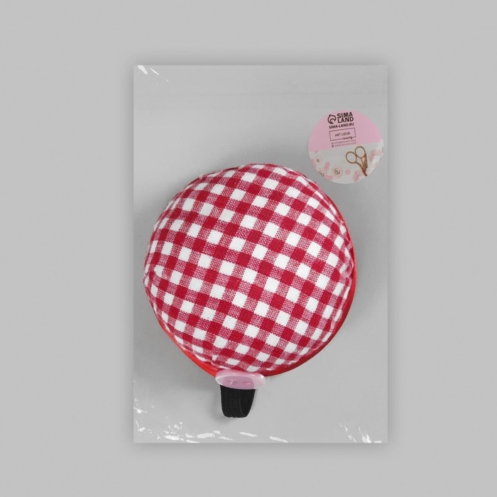 Игольница на руку &laquo;Клетка&raquo;, d = 6 см, цвет красный/белый