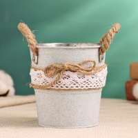 Кашпо "Ведерко Линдберг" белое, 10х10х11см Кашпо "Ведерко Линдберг" белое, 10х10х11см