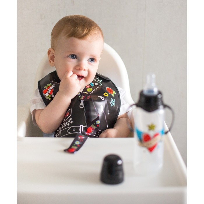 Нагрудник для кормления «Rock star» непромокаемый на липучке, с карманом Нагрудник для кормления «Rock star» непромокаемый на липучке, с карманом