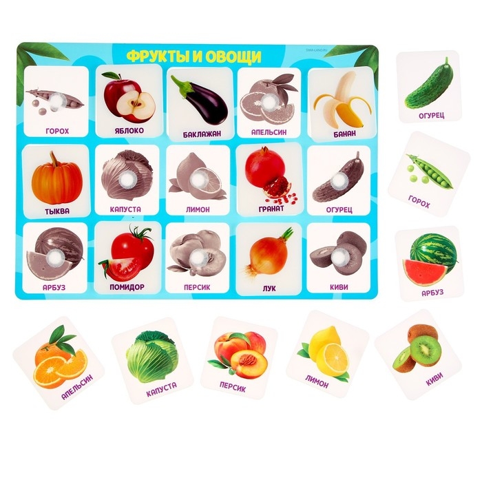 Развивающая игра на липучках &laquo;&lrm;Фрукты и овощи&raquo;,&lrm; по методике Г. Домана