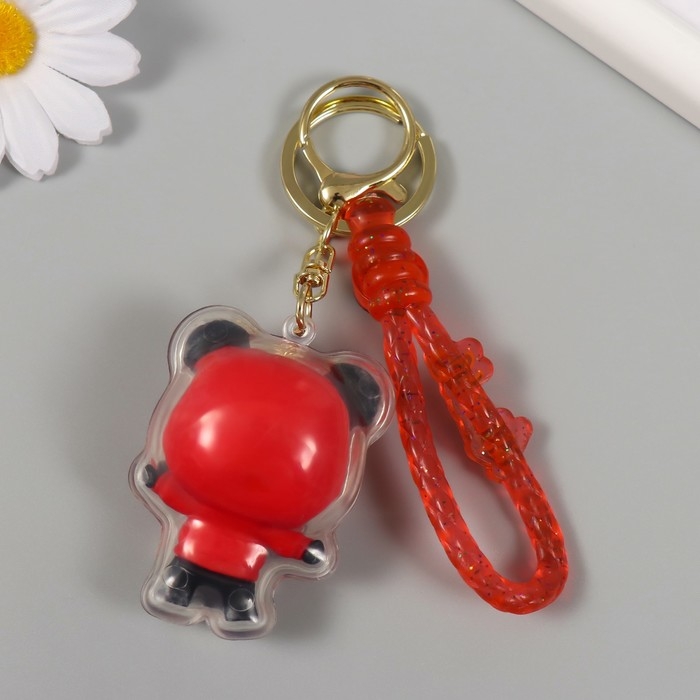 Брелок резина с карабином, ремешком Брелок резина с карабином, ремешком "Панда в красной толстовке" 5,5х4х3,5 см