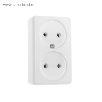 Розетка "Элект" РА 16-008, 16 А, 250 В, двухместная, открытая, белая Розетка "Элект" РА 16-008, 16 А, 250 В, двухместная, открытая, белая
