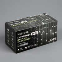 Гирлянда «Бахрома» 3 × 0.6 м, IP44, УМС, прозрачная нить, 160 LED, свечение белое, мерцание белым, 220 В Гирлянда «Бахрома» 3 × 0.6 м, IP44, УМС, прозрачная нить, 160 LED, свечение белое, мерцание белым, 220 В