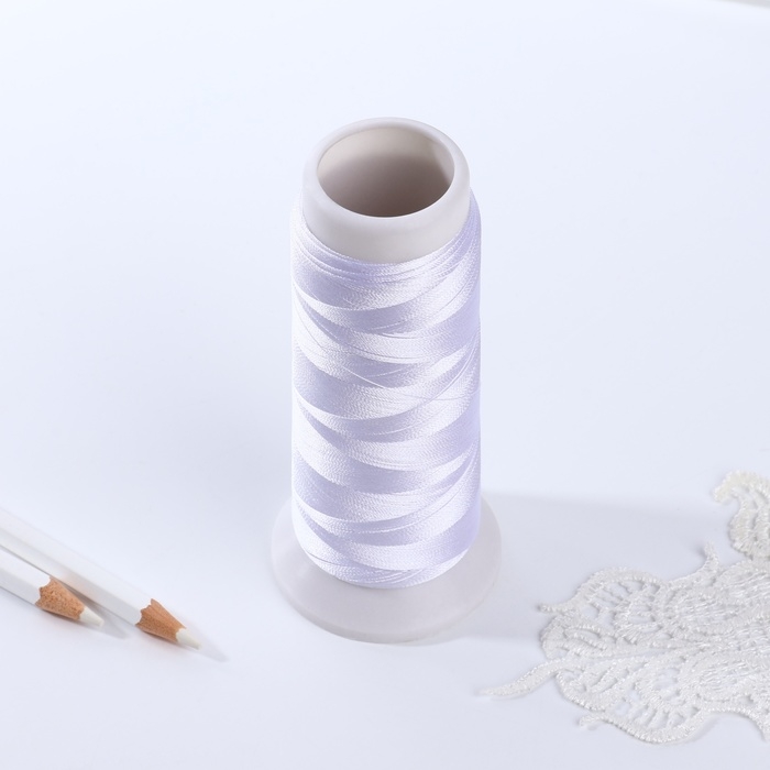 Нить атласная, 120D/2, 700 м, цвет белый