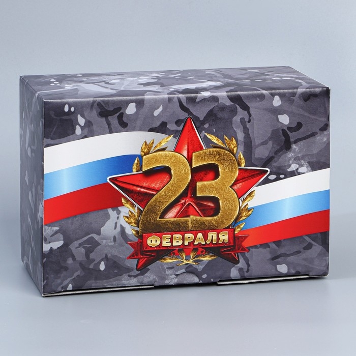 Коробка подарочная сборная, упаковка, &laquo;23 февраля&raquo;, 22 х 15 х 10 см
