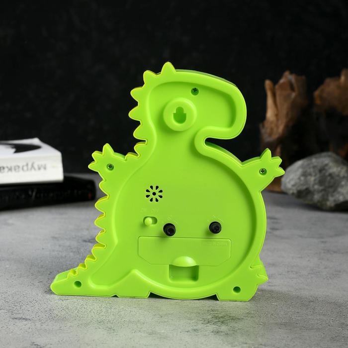 Часы настольные будильник детский "Динозаврик", циферблат d-7 см, 4 х 14 х 15.5 см