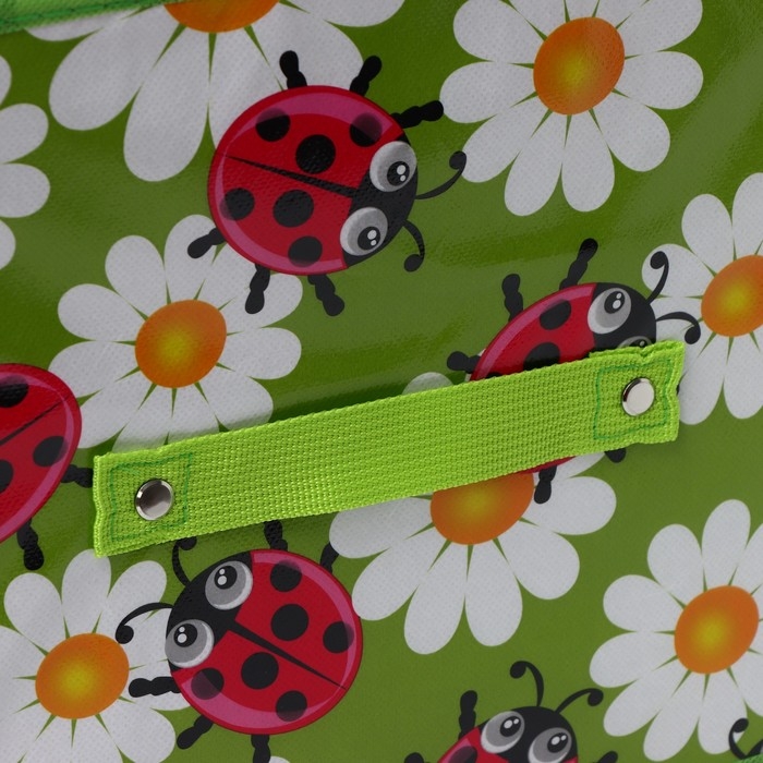 Короб стеллажный для хранения Доляна &laquo;Божьи коровки&raquo;, 25&times;25&times;25 см, цвет зелёный