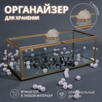Органайзер для хранения «MOUNTAINS», с крышкой, стеклянный, с зеркальным дном, 1 секция, 21,5 × 10,5 × 7,5 см, цвет прозрачный/медный Органайзер для хранения «MOUNTAINS», с крышкой, стеклянный, с зеркальным дном, 1 секция, 21,5 × 10,5 × 7,5 см, цвет прозрачный/медный