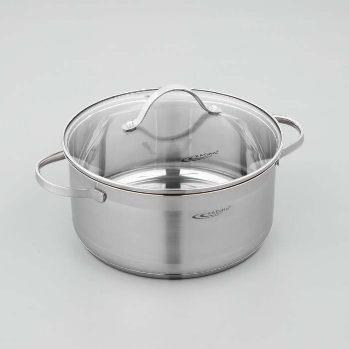 Кастрюля &laquo;Альта&raquo;, 5,2 л, d=24 см, капсульное дно, стеклянная крышка, индукция