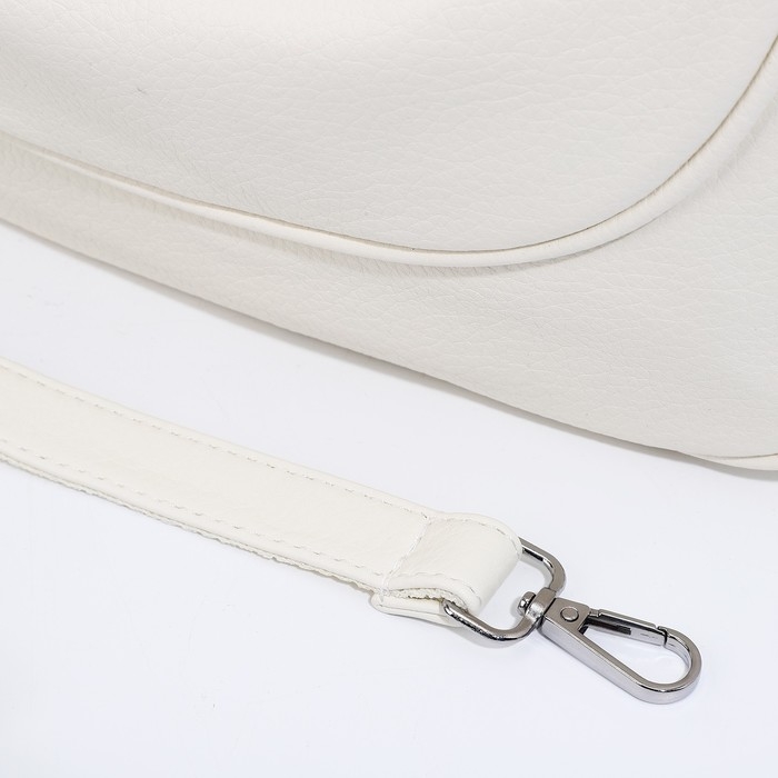 Сумка-мешок на молнии, наружный карман, длинный ремень, цвет белый Сумка-мешок на молнии, наружный карман, длинный ремень, цвет белый