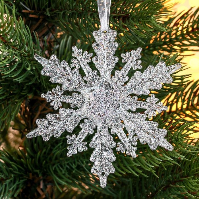 Украшение ёлочное Украшение ёлочное "Снежинка чудесная" 10,5 см, прозрачный