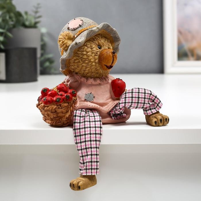Сувенир полистоун Сувенир полистоун "Медвежонок с яблоками" длинные ножки МИКС 23,5х10,5х8 см
