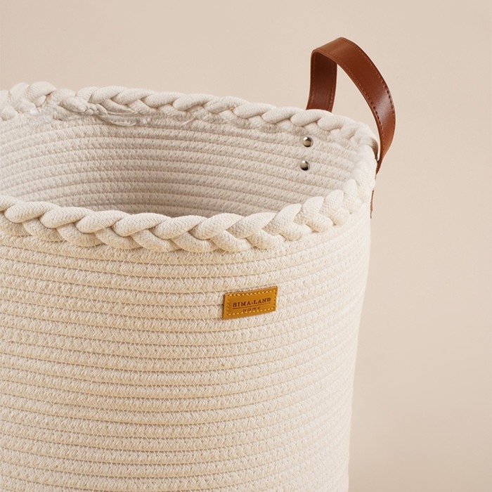 Корзина для белья плетеная круглая SL Home Cotton, хлопок, 35&times;40 см