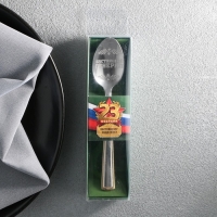 Ложка чайная с гравировкой &laquo;Настоящему защитнику&raquo;, в подарочной коробке, 3 х 14 см.