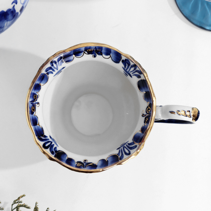 Чайная пара "Грация" , золото, (Золотая Бабушка), 300 мл, гжель