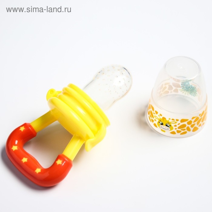 Ниблер «Жирафик», с силиконовой сеточкой, цвет жёлтый/красный Ниблер «Жирафик», с силиконовой сеточкой, цвет жёлтый/красный