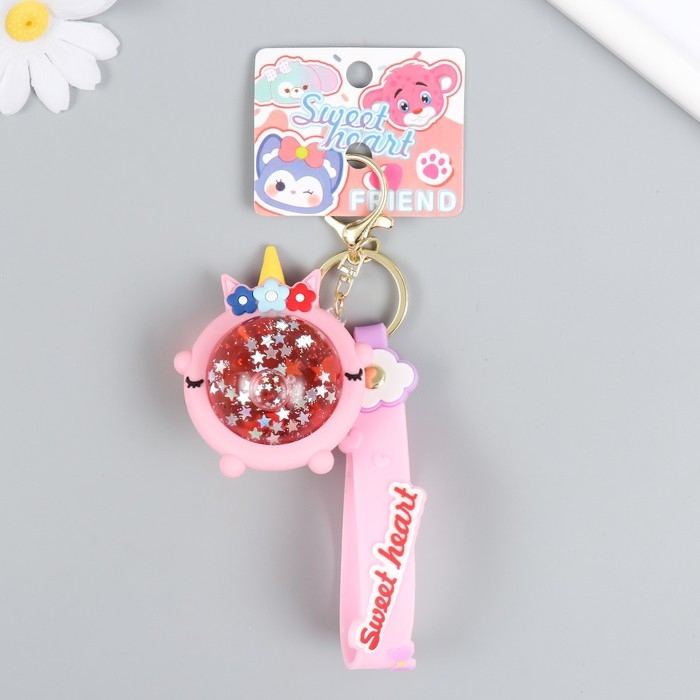 Брелок резина Брелок резина "Шарик-единорожка" с браслетом и карабином, розовый 4х6х7,4 см