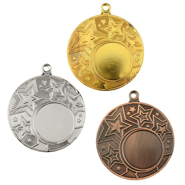 Медаль под нанесение 188, &laquo;Звезды&raquo;, d= 5 см. Цвет серебро. Без ленты