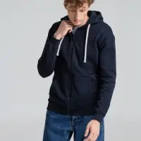 Толстовка на молнии с капюшоном Unit Siverga Heavy темно-синяя, размер XS