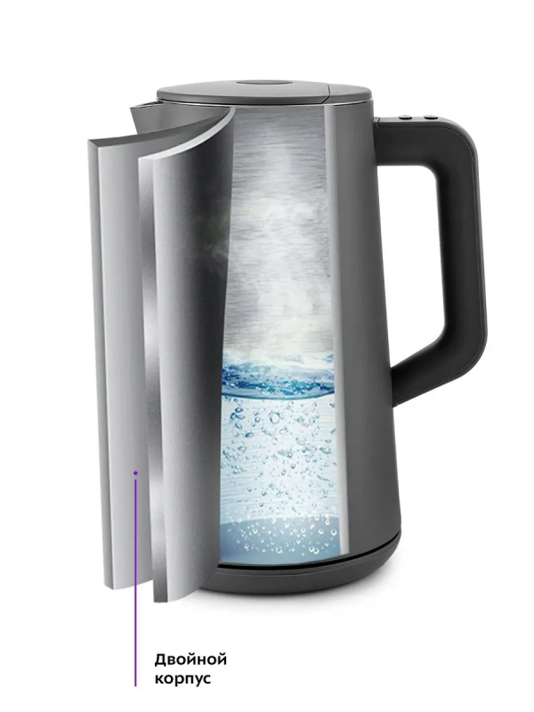 Чайник электрический металлический пластик КТ-6115 - 1.5 л Чайник электрический металлический пластик КТ-6115 - 1.5 л