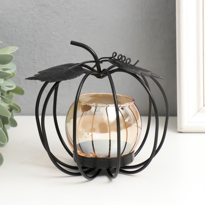 Подсвечник металл, стекло на 1 свечу Подсвечник металл, стекло на 1 свечу "Яблочко" d-4 см 11х9х12 см