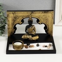 Сад камней Дзен "Будда во дворце у золотой арки" песок+свеча 21х16х14 см Сад камней Дзен "Будда во дворце у золотой арки" песок+свеча 21х16х14 см