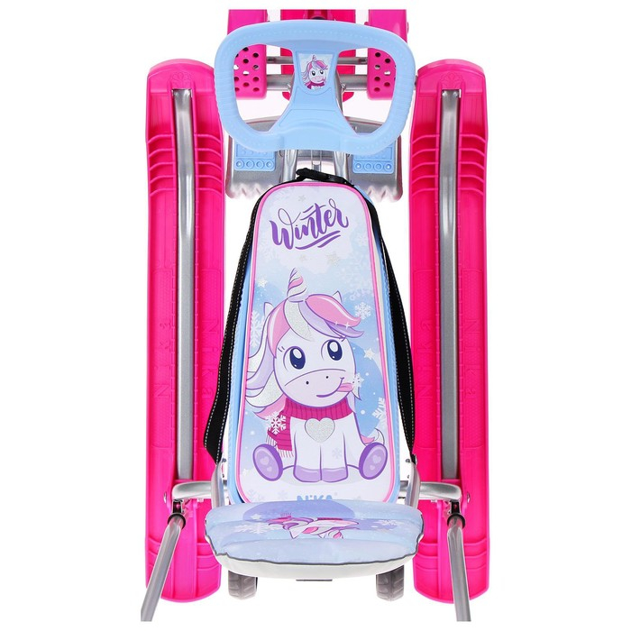 Снегокат с колёсами &laquo;Тимка спорт 6 Единорог&raquo;, ТС6-М/ЕР, с родительской ручкой, со спинкой и ремнём безопасности