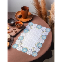 Салфетка ажурная для стола &laquo;Подсолнухи&raquo;, 45&times;30 см, цвет жёлто-голубой