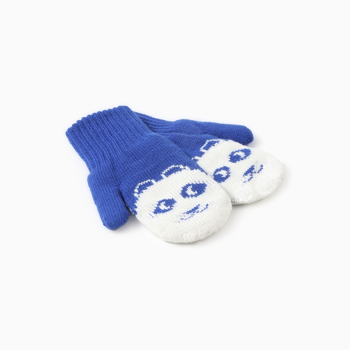 Варежки двойные детские Варежки двойные детские "Мишка", цвет голубой, р-р 12