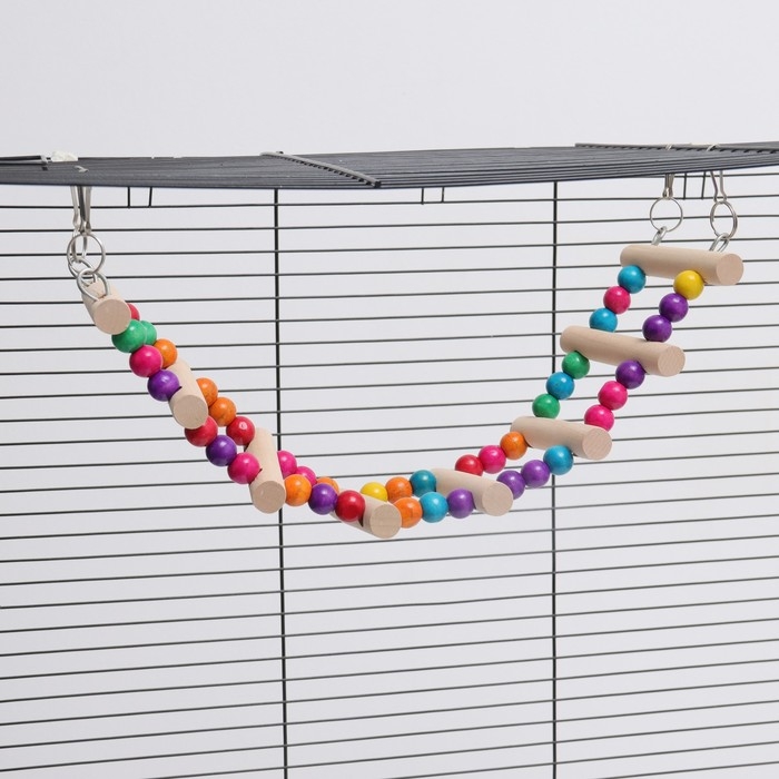 Игрушка для птиц Игрушка для птиц "Лесенка с бусинами", 43 см, микс цветов