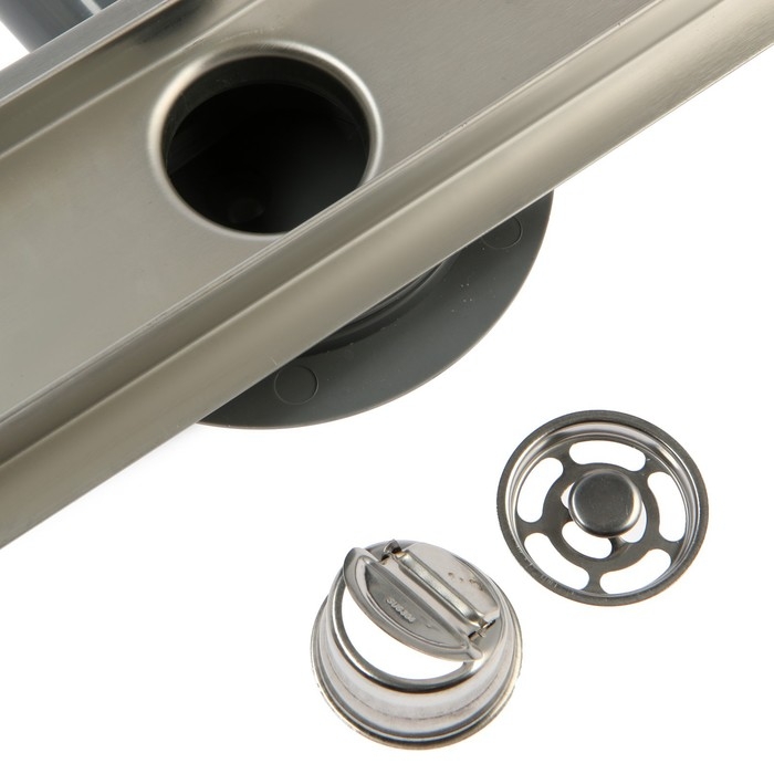 Трап ZEIN, c флaнцeм свободного вращения 360&deg;, 7х40 см, d=40/50 мм, нерж. сталь, сатин