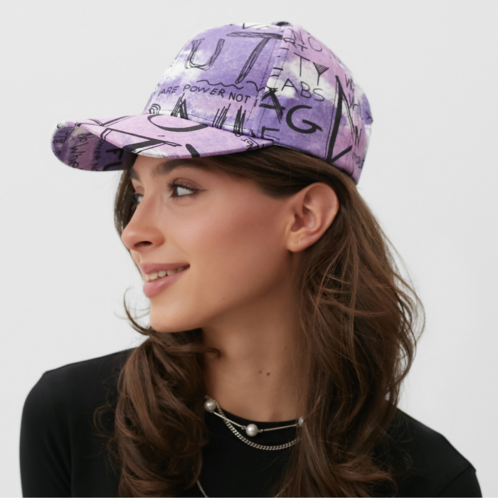 Кепка MINAKU с надписями, цвет сиреневый, р-р 58 Кепка MINAKU с надписями, цвет сиреневый, р-р 58