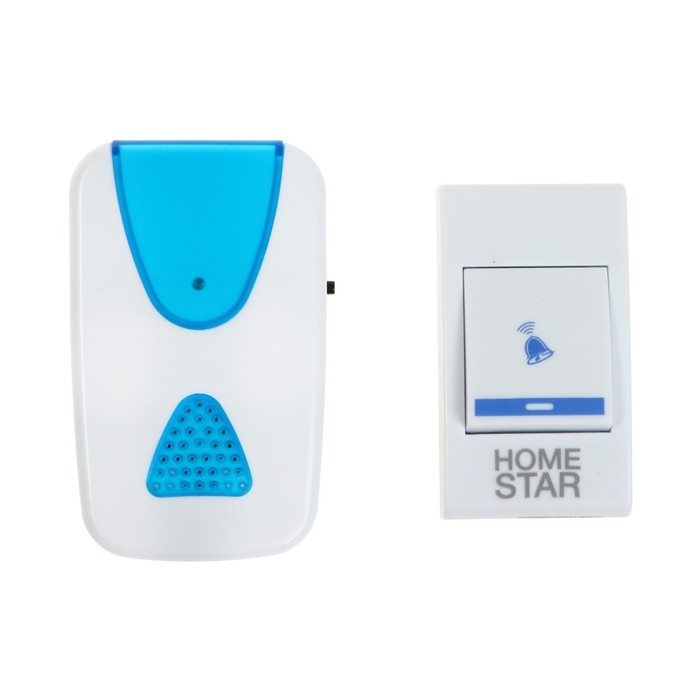 Звонок HOMESTAR HS-0103, электрический, беспроводной, 32 мелодии, 100 м, от батареек, синий Звонок HOMESTAR HS-0103, электрический, беспроводной, 32 мелодии, 100 м, от батареек, синий