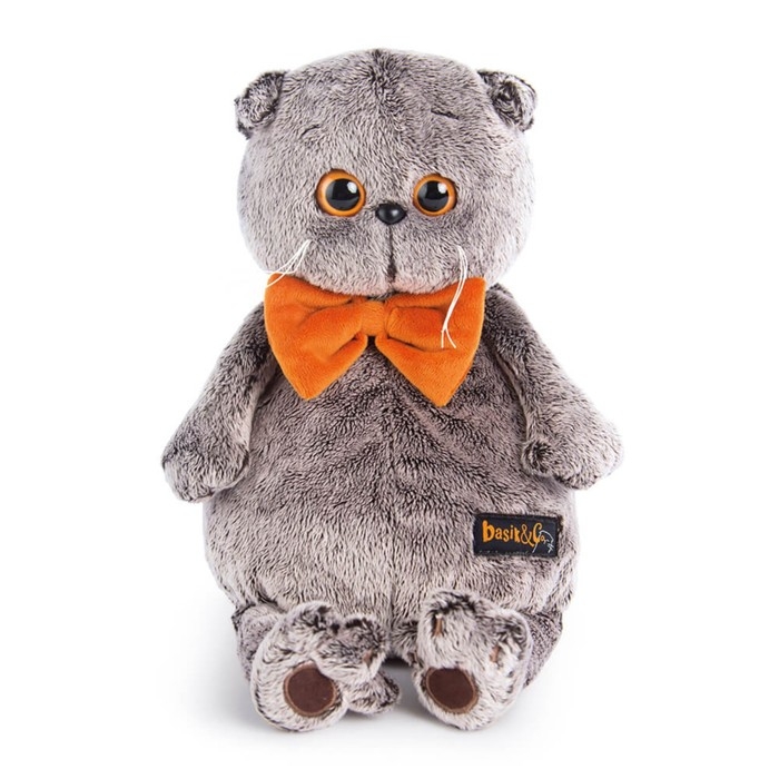 Мягкая игрушка &laquo;Басик&raquo; с рыжим бархатным бантом, 19 см