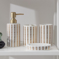 Набор аксессуаров для ванной комнаты «Мокко», 4 предмета (мыльница, дозатор для мыла 450 мл, 2 стакана), цвет белый Набор аксессуаров для ванной комнаты «Мокко», 4 предмета (мыльница, дозатор для мыла 450 мл, 2 стакана), цвет белый