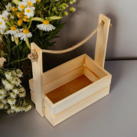 Кашпо деревянное 28×15×30 см "Аром", ручка канат, натуральная сосна Кашпо деревянное 28×15×30 см "Аром", ручка канат, натуральная сосна