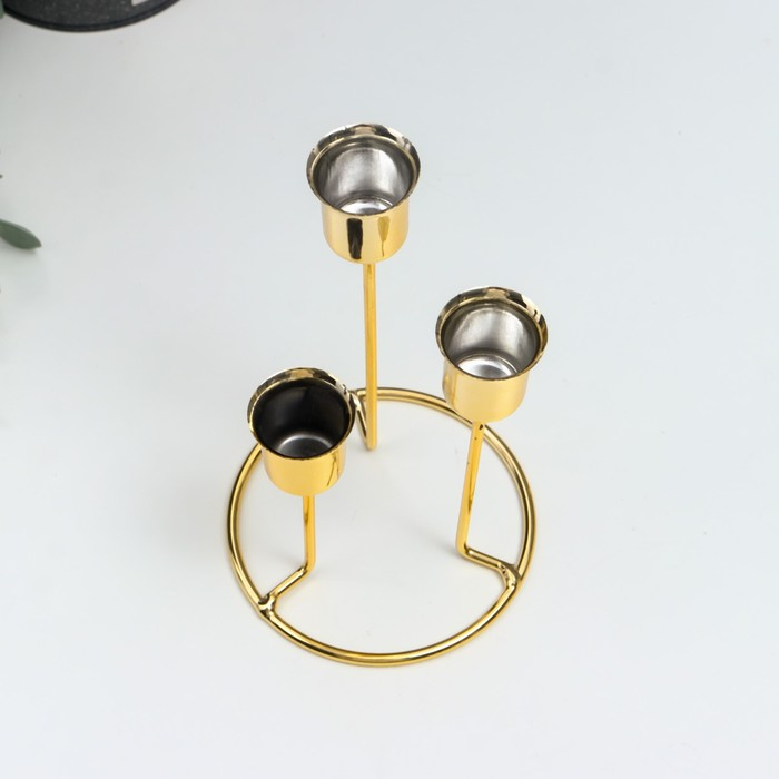 Подсвечник металл на 3 свечи Подсвечник металл на 3 свечи "Восхождение" золото 16х9х9 см