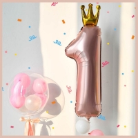 Шар фольгированный 32" «Цифра 1 с короной», цвет розовый Шар фольгированный 32" «Цифра 1 с короной», цвет розовый