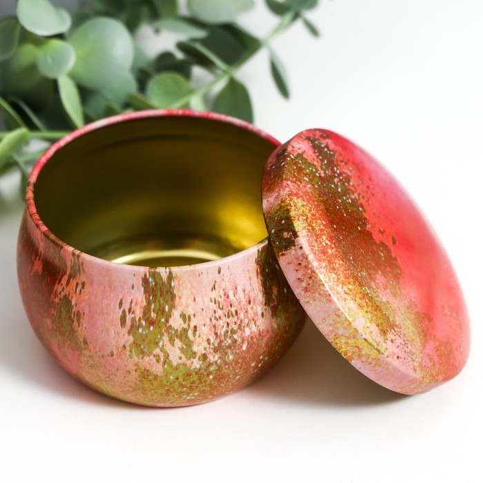 Шкатулка металл круглая Шкатулка металл круглая "Цветной мрамор с золотыми трещинками" МИКС 5х7х7 см