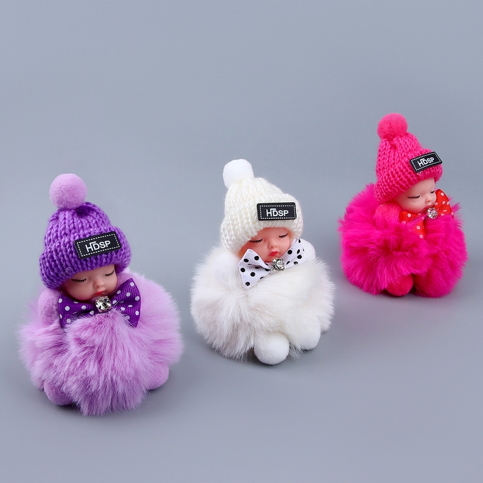 Мягкая игрушка &laquo;Кукла&raquo; в шапочке, на брелоке, 11 см, цвет МИКС