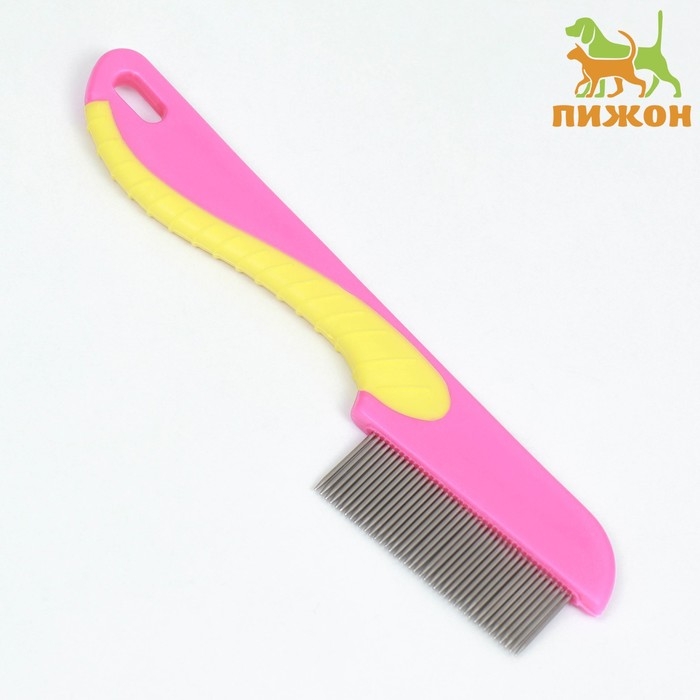 Расческа для шерсти 15,6 х 3,6 см, короткие зубья 1,7 см, розово-жёлтая Расческа для шерсти 15,6 х 3,6 см, короткие зубья 1,7 см, розово-жёлтая