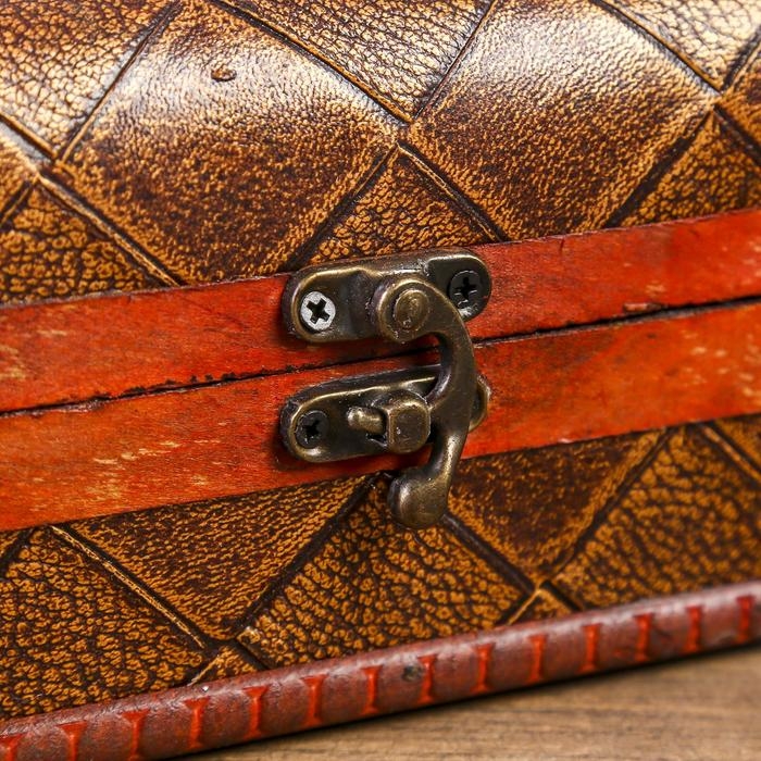 Шкатулка дерево сундучок с ручкой Шкатулка дерево сундучок с ручкой "Ромбы" 9,4х13,8х9,7 см, МИКС