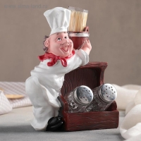 Набор для специй на подставке &laquo;Повар&raquo;, 3 предмета: солонка 50 мл, перечница 50 мл, подставка, форма МИКС