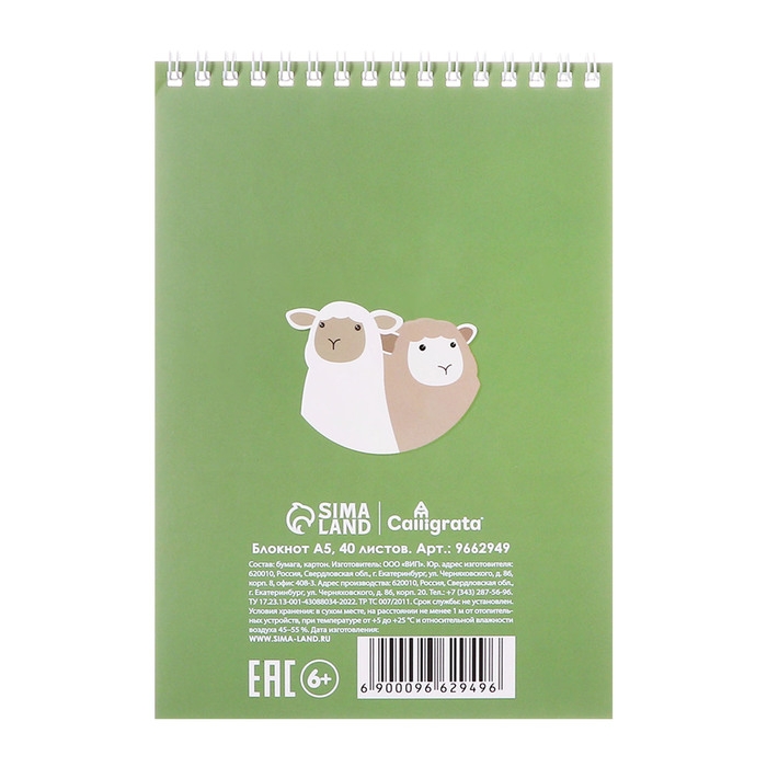 Блокнот А5, 40 листов в клетку на гребне "Фразы", обложка мелованный картон, матовая ламинация, выборочный УФ-лак, блок офсет