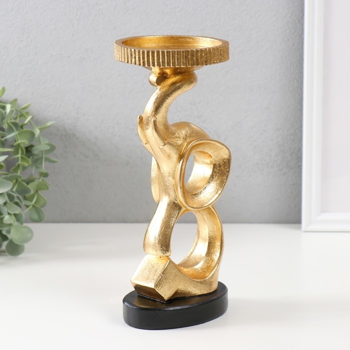 Подсвечник полистоун на 1 свечу Подсвечник полистоун на 1 свечу "Абстракция. Слон" золото 10,9х9,5х23,8 см