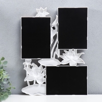 Фоторамка пластик на 3 фото 10х15 см "Лотосы" золотисто-белый 36х27 см Фоторамка пластик на 3 фото 10х15 см "Лотосы" золотисто-белый 36х27 см