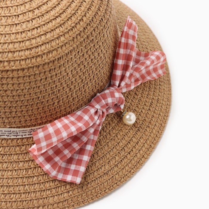 Шляпа для девочки MINAKU с бантом, цвет коричневый, р-р 52 Шляпа для девочки MINAKU с бантом, цвет коричневый, р-р 52