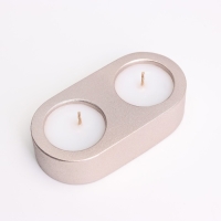 Свечи "Мрамор" в овальном подсвечнике из гипса,12х6х3см, шампань Свечи "Мрамор" в овальном подсвечнике из гипса,12х6х3см, шампань