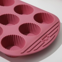 Форма для выпечки Доляна «Сладости. Круг реб», силикон, 27×22×3 см, 9 ячеек (6×6×3 см), цвет МИКС Форма для выпечки Доляна «Сладости. Круг реб», силикон, 27×22×3 см, 9 ячеек (6×6×3 см), цвет МИКС